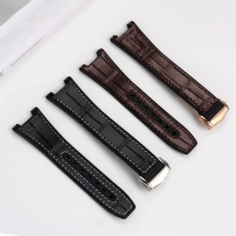 For Omega Constellation Series Leather Strap Men Manhattan Observatory 131.33 Rubber Bottom Watch Strap Black Blue Brown 25x14mm