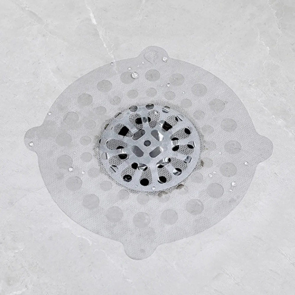15 PCS Disposable Hair Catcher Nonwoven Fabric Stick On Sink Strainer 5.91*5.91 Inch Anti Blocking Shower Drain Catcher