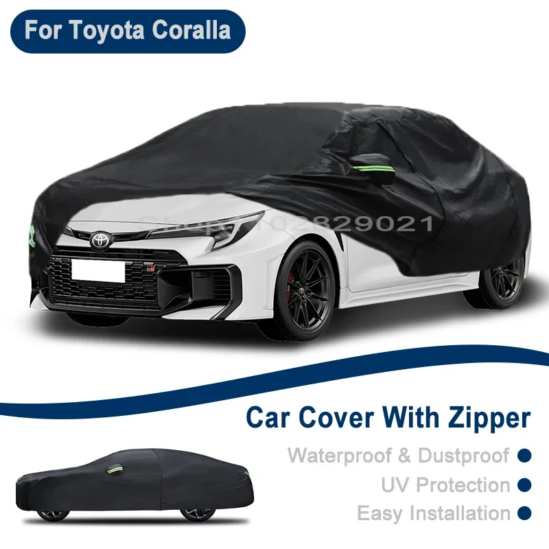 

For Toyota Coralla Full Car Cover - Outdoor Universal Full Body Cover With Side Zipper, Waterproof Dustproof Sunshield