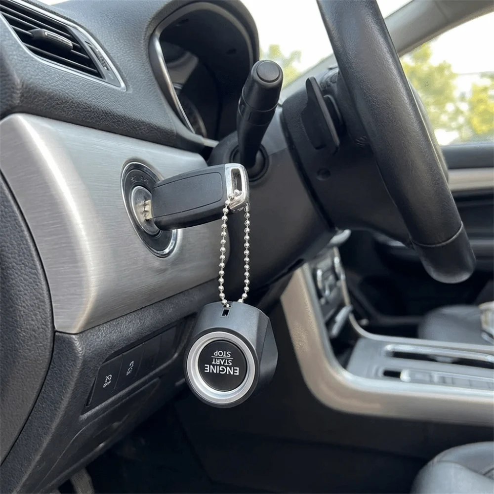 Cartoon Simulation Car Engine Ignition Sound Keychain Sturdy Metal Key Ring Connecting Chain Sound Effect Pendant Button Press