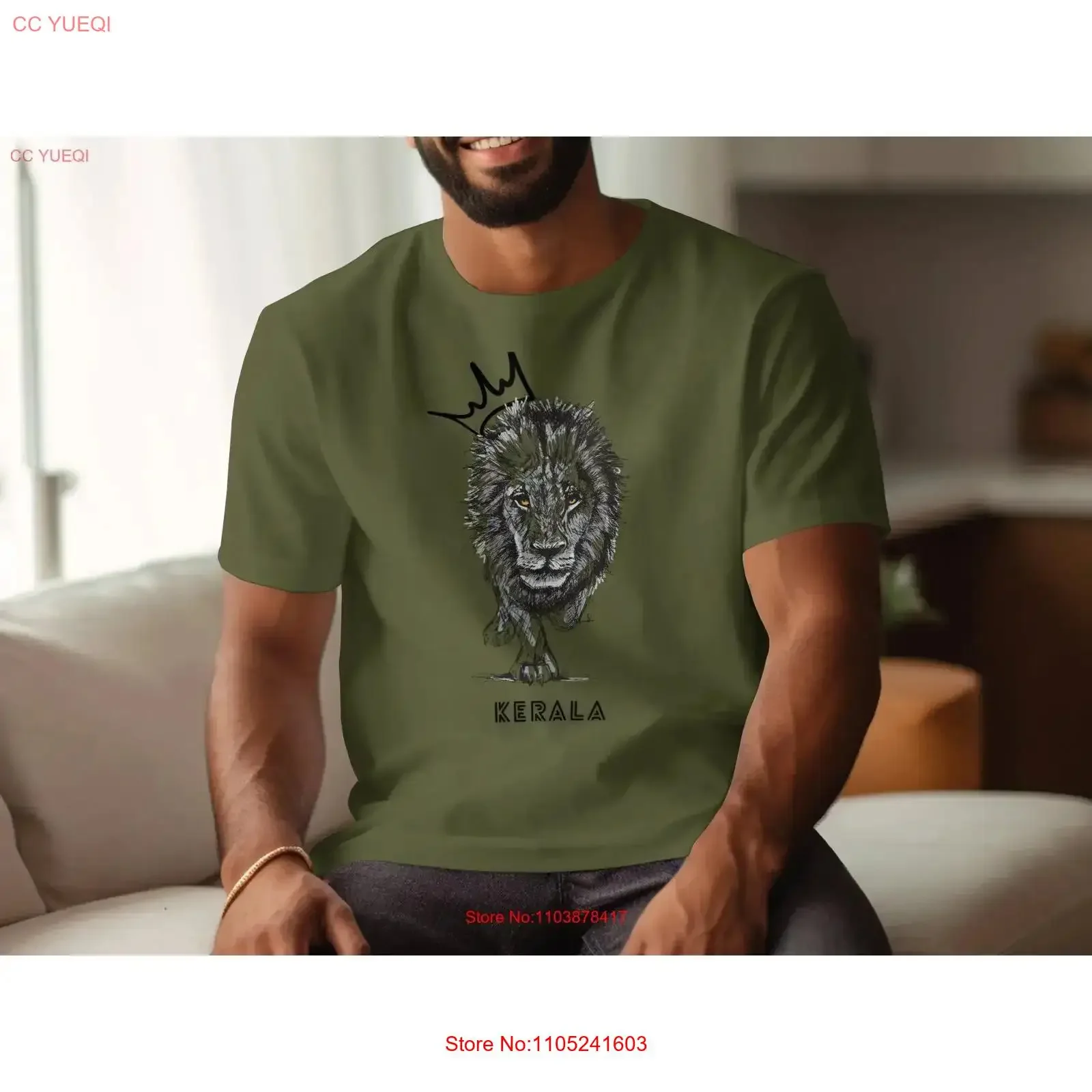 Camiseta Vintage de Moda con Diseño de León y Melena de León, Estilo Lavado y Elástico, para Amantes de la Cultura de Kerala, India, con Temática Malaya y del Estado de Kerala