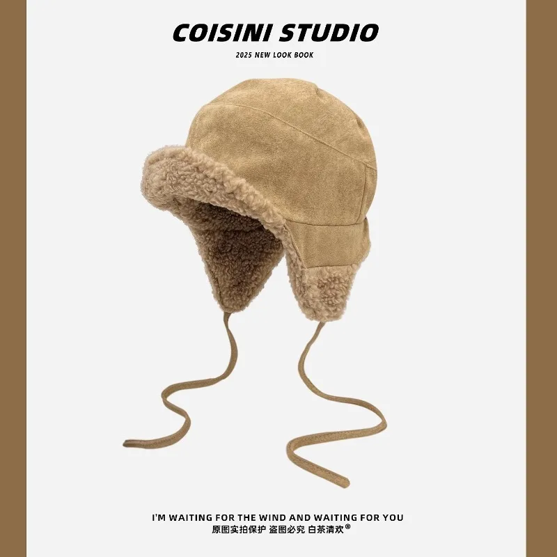 

Новые модные замшевые флисовые шапки-бомберы с ремешками для женщин, осенне-зимние дорожные защитные уши, универсальные термомужские кепки