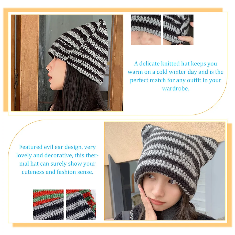 Knitted Beanie Warm Hat Outdoor Hats for Fashionable Thermal Casual Hedging Cap Miss