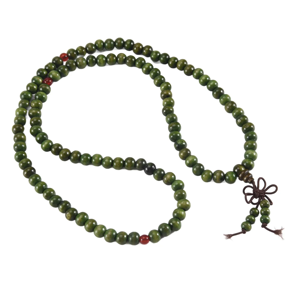 FZFZ оливково-зеленые бусины из сандалового дерева, буддийское эластичное ожерелье Будды, четки 29 дюймов