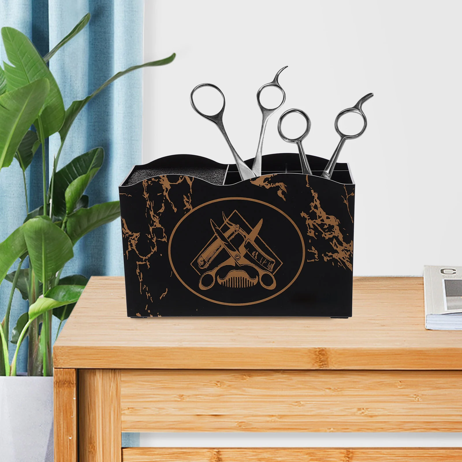 

Hairdressing Tool Storage Box Black Plastic Large Capacity Scissors Rack Foil Comb Shear Holder Styling ganizer Salon Barber