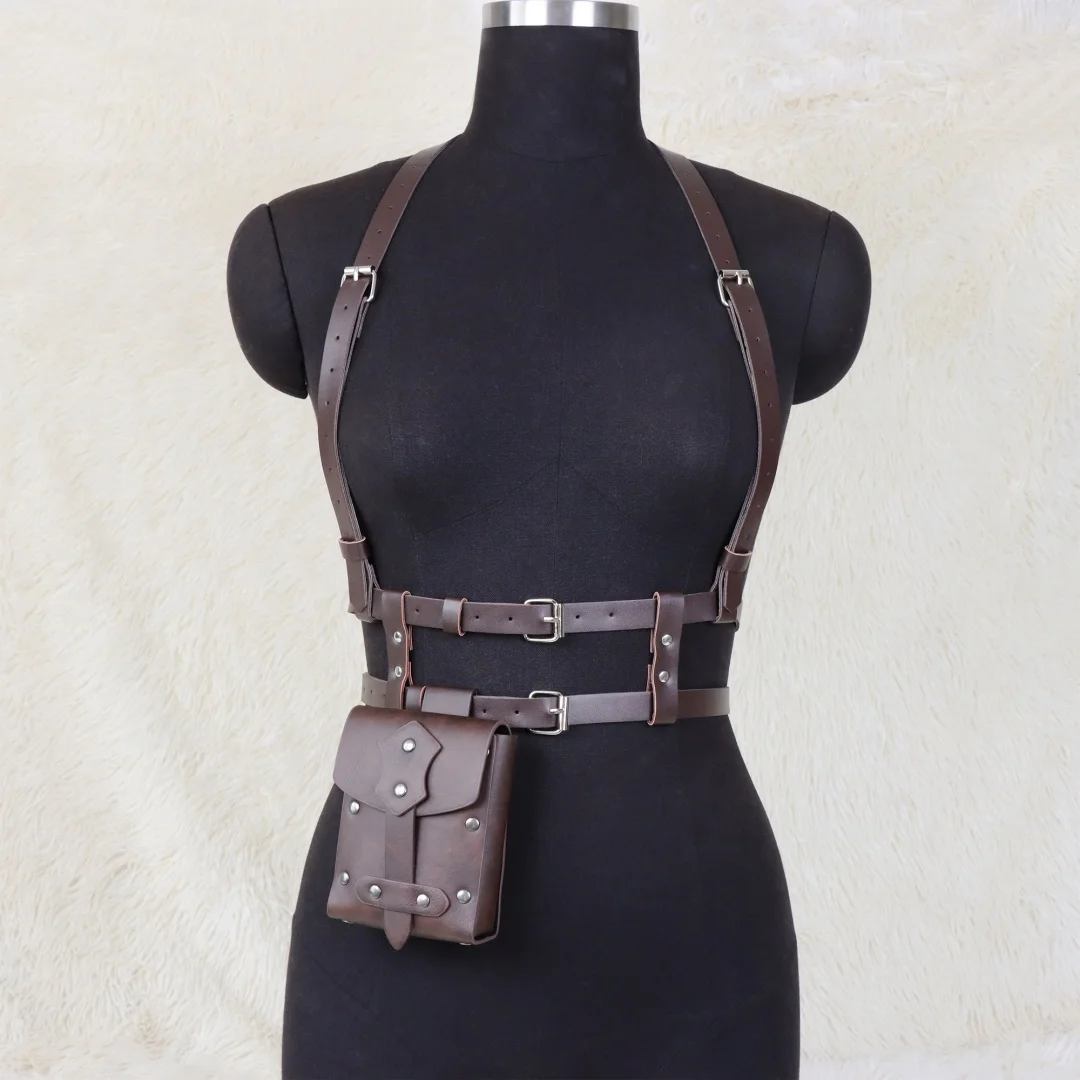 

UYEE панк-стиль Y2K модный пояс из искусственной кожи для женщин ремень с сумкой подтяжки корсет для тела аксессуары для Хэллоуина