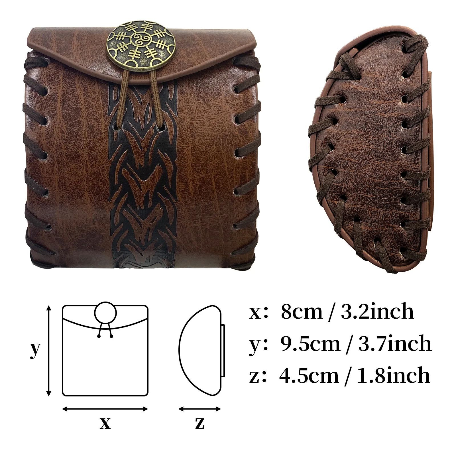 Medieval Belt Bag PU Leather Coin Purse Mini Waist Belt Pouch Renaissance Viking Knight Pirate Larp Cosplay Props Wallet