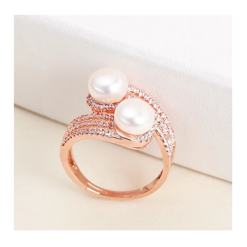 

Niche Design Style Ring Light Luxury Pearl Zircon Open Ring Women's Freshwater Pearl Jewelry Ring