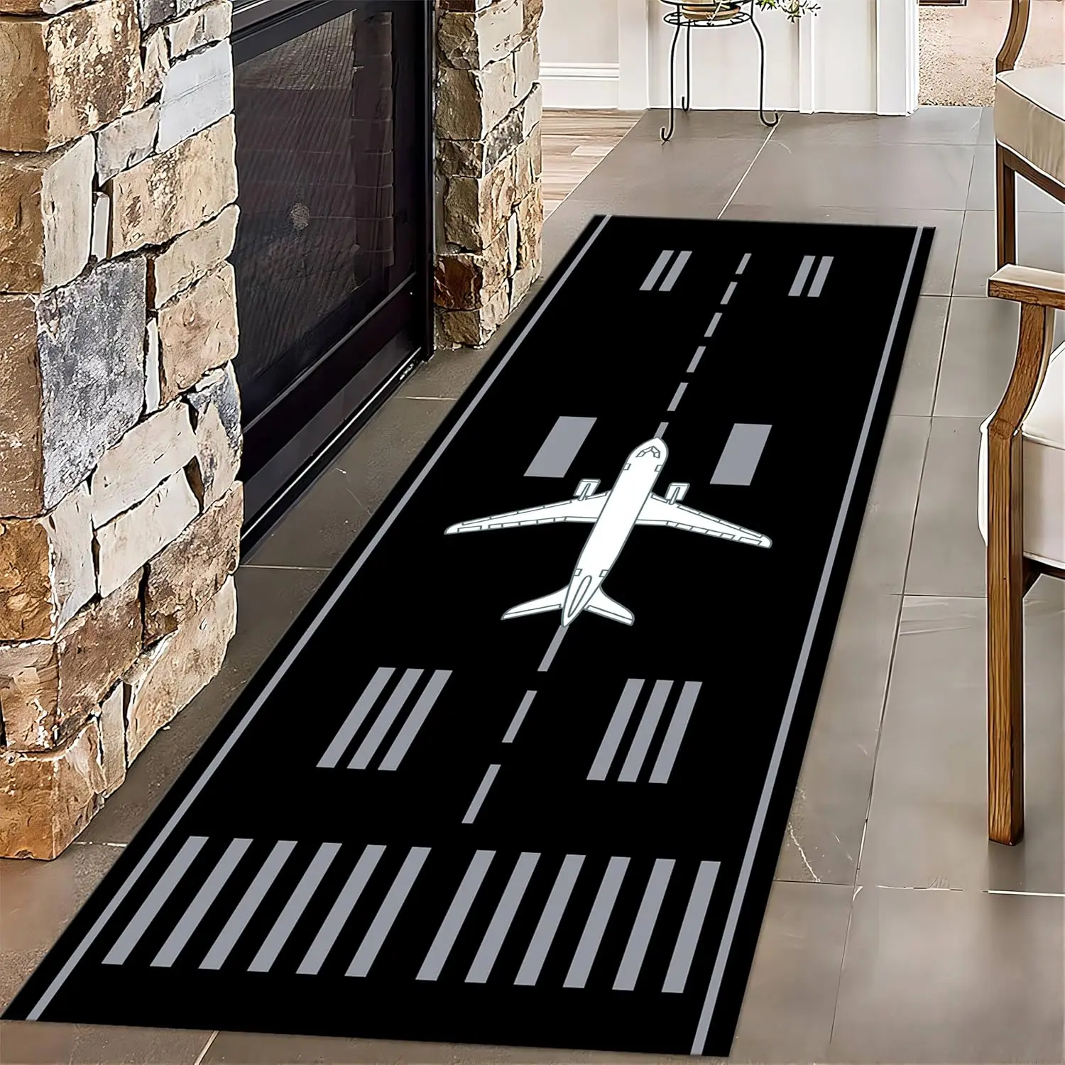 VIKAMA Airport Runway Creative Carpet Runway Line Children's Room Playroom Walkway Applicable Aircraft Fan Theme Decoration