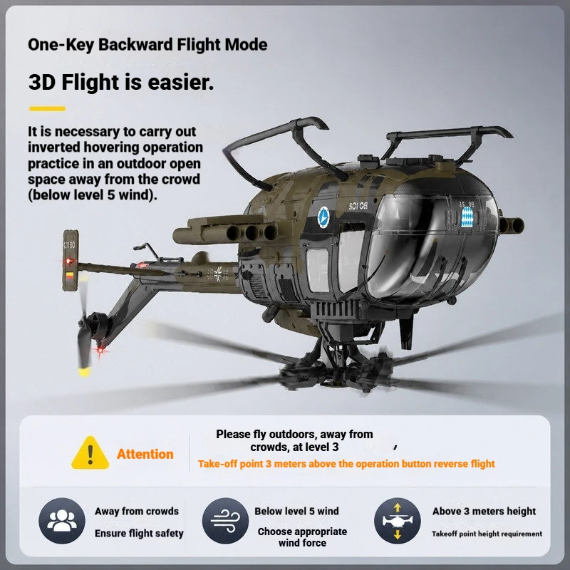 RC ERA RC Helicopter C180 Bo 105 Dual Brushless One Key Inverted Optical Flow Positioning Lidar 3D Flight Outdoor Remote Control
