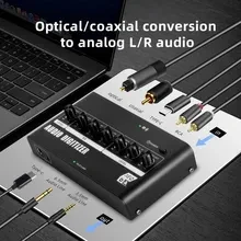 Digital to Analog Converter DAC Bluetooth AUX to RCA 3.5mm USB with Bass&Volume Control Fiber Coaxial USB input Analog Stereo