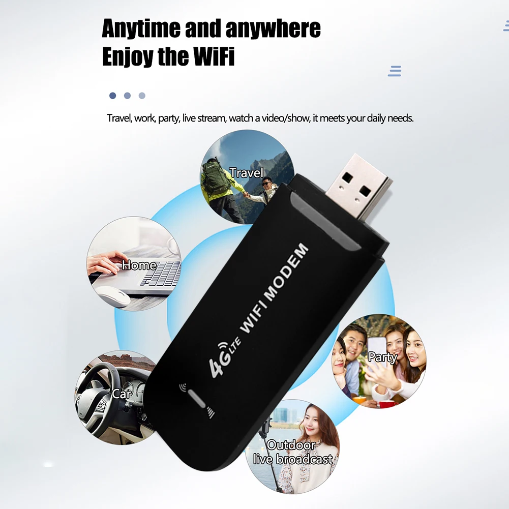 Wireless 4G WiFi Router USB Dongle SIM Card Slot Portable WIFI 4G LTE USB Modem Pocket Hotspot 8 WIFI Users 150Mbps WiFi Router