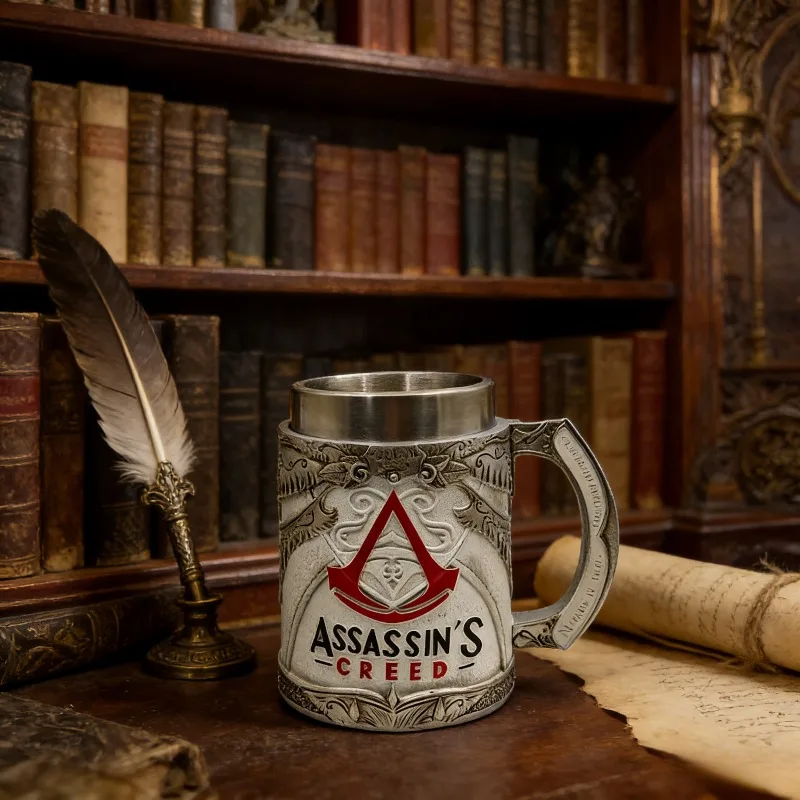

Assassin's Creed Stainless Steel Mug - Retro Gaming 3D Carved Beer/Coffee Cup Unique Souvenir Gift for Fans