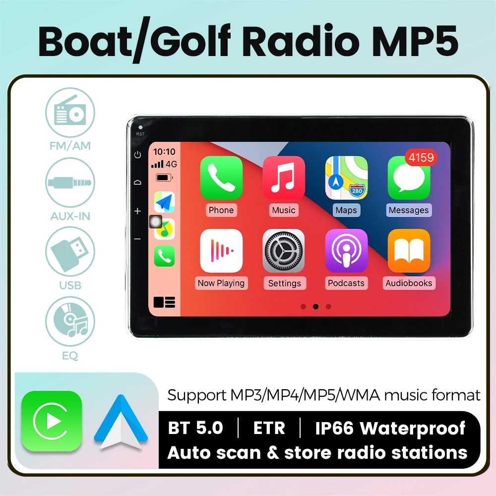 

7 Inch For ATV Car Boat Radio Stereo Marine Multimedia Player IP66 Waterproof Boat Media MP3 With Wireless CarPlay/ Android Auto
