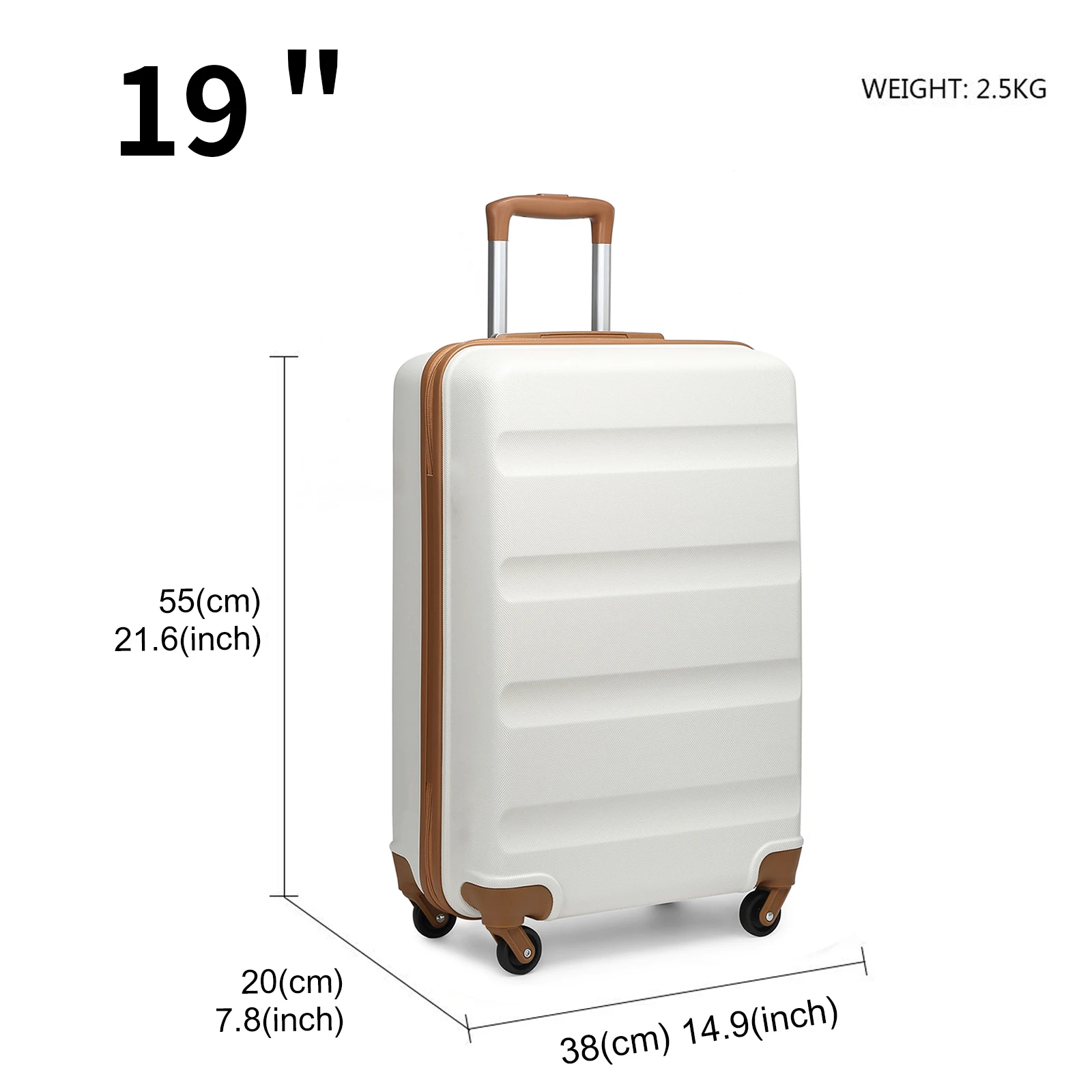KONO Koffer Leichter Hartschalenkoffer, Trolley Reisekoffer mit 4 Zwillingsrollen & TSA-Schloss, ABS Material（S M L ） – Detail 1