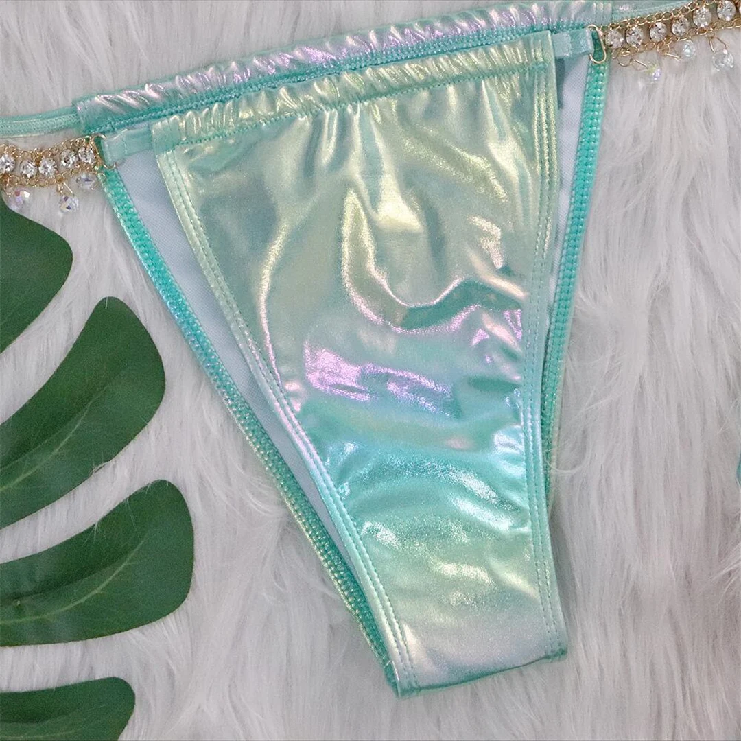 Diamant-Strass-PU-Kunstleder-Bikini, Damen-Badeanzug, zweiteiliges Bikini-Set, Badebekleidung, Badeanzug, Modell V5131 – Detail 29