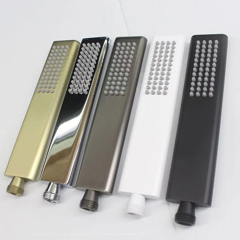 Quality brass hand hold shower head square rounded rectangle design polishing bright chromed water saving sprayer