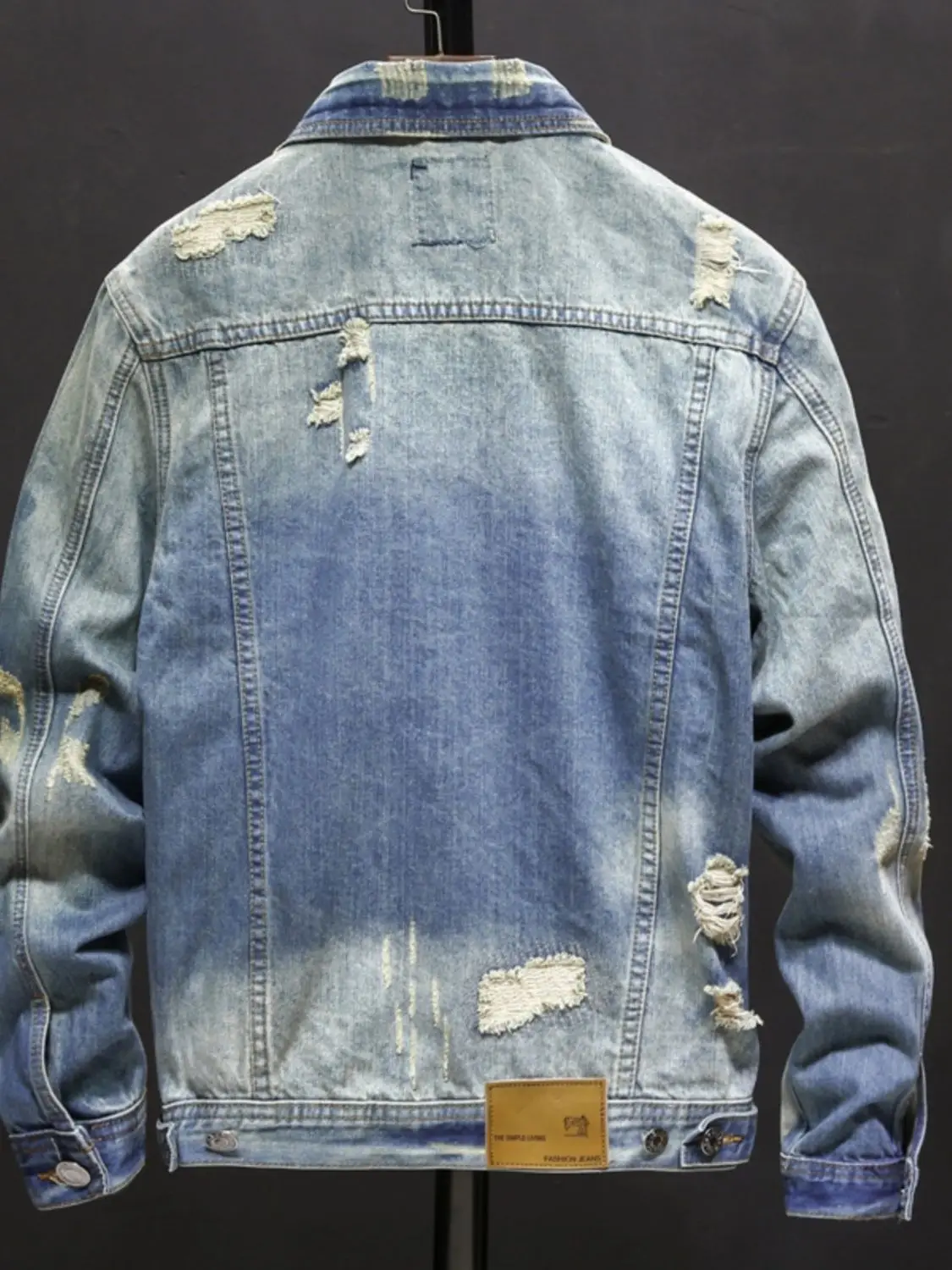 Denim ripped jacket European and American street loose fitting clothes retro personalized jacket versatile light colored jacket