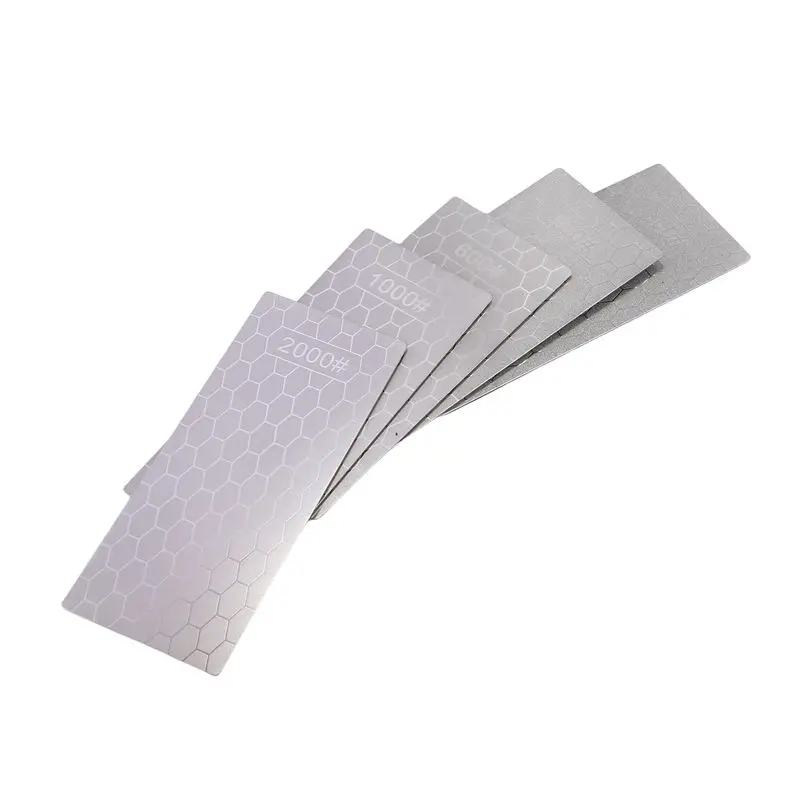 A84X-Diamond Sharpening Stones, 5PCS Diamond Sharpening Plates With Honeycomb Surface Plate 200/400/600/1000/2000 Grit Easy To U