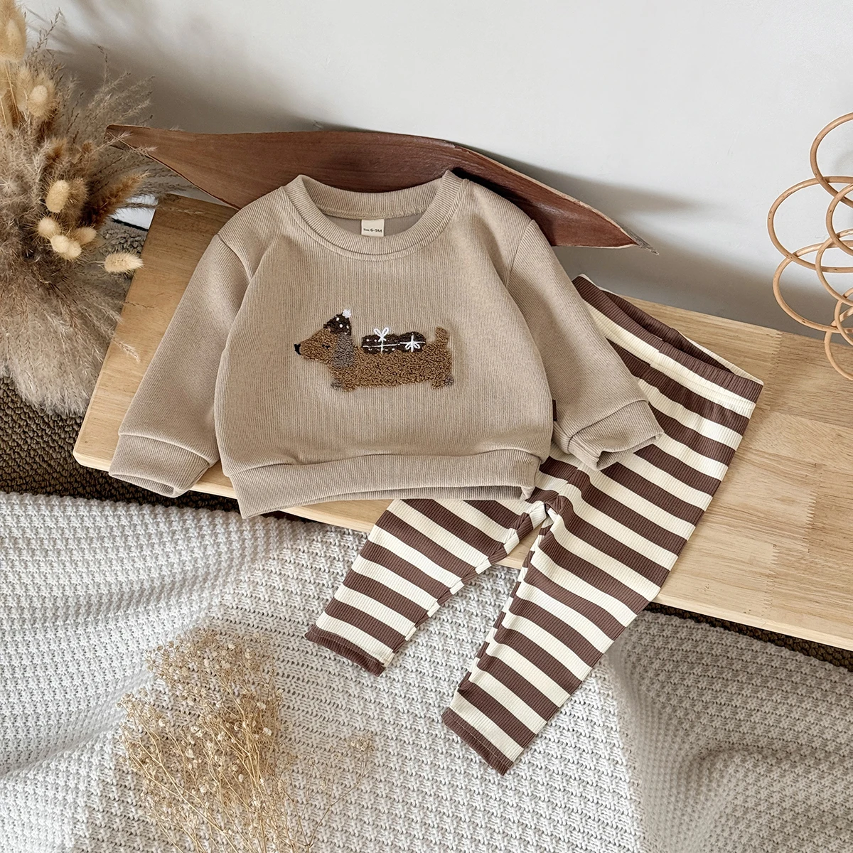Newborn Girl Clothes Infant Outfit Sets Long Sleeve 2Pcs Pink Crewneck Tops+Pants Kids Children Tracksuit Spring Autum 2Pcs