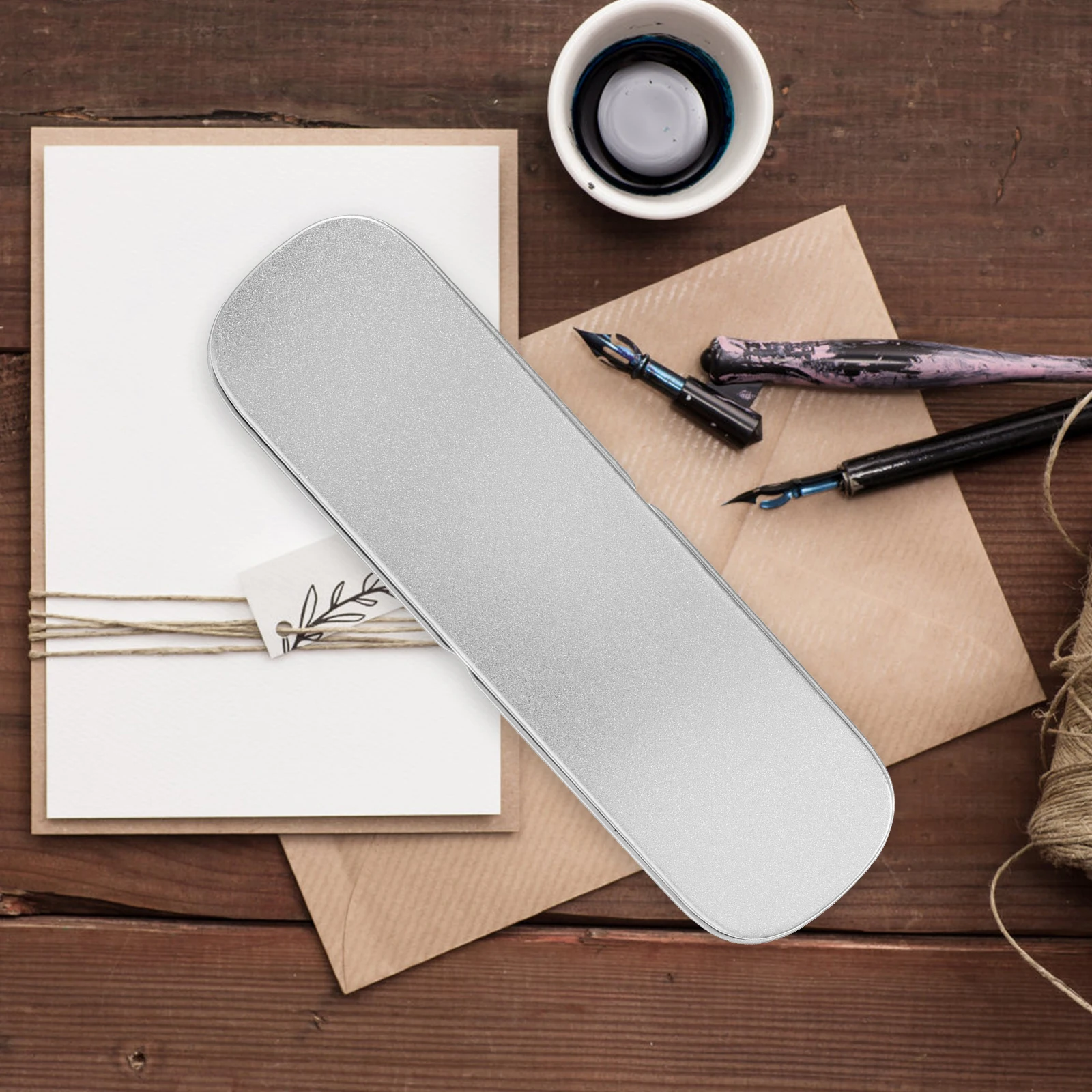 

2 Pcs Stationery Pen Box Metal Holder for Desk Pencil Case Folding Container Cases Pens Office