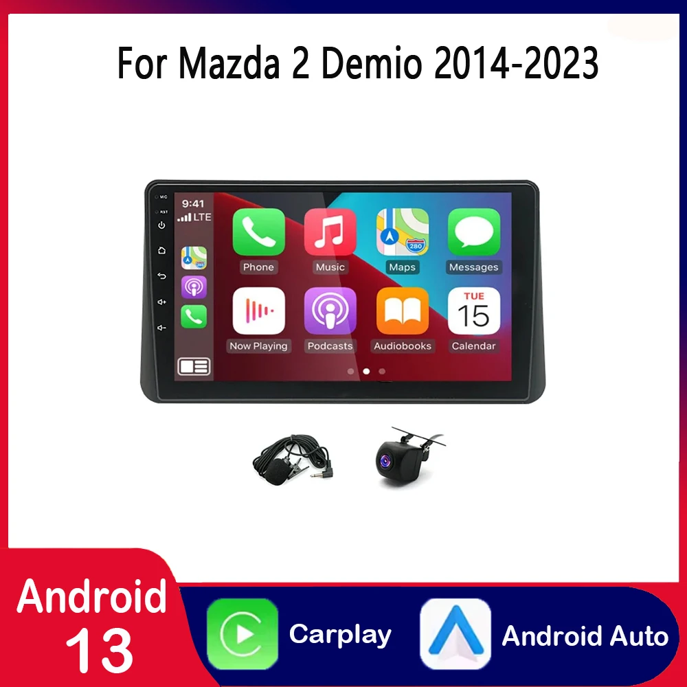 

Android 13 Car Stereo Radio Wireless Carplay 2+32GB Compatible for Mazda 2 Demio 2014-2023