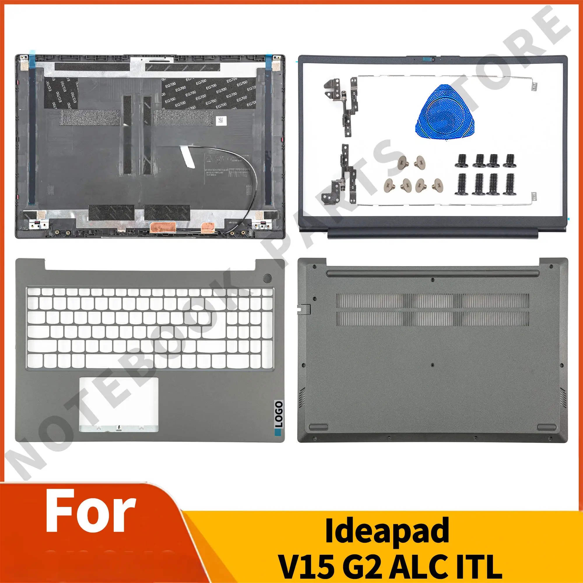 

Part For V15 G2 ITL V15 G2 ALC LCD Back Cover Bezel Palmrest Bottom Hinges Laptop Housing Replace Gray 15.6 In