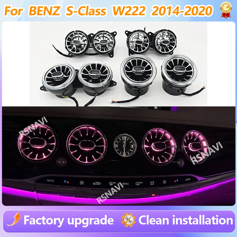 For Benz S-Class W222 2014-2020 3/64 Colors Air Vents Ambient Light Front and Rear Vents Decorative Light Retrofit Car Accessori