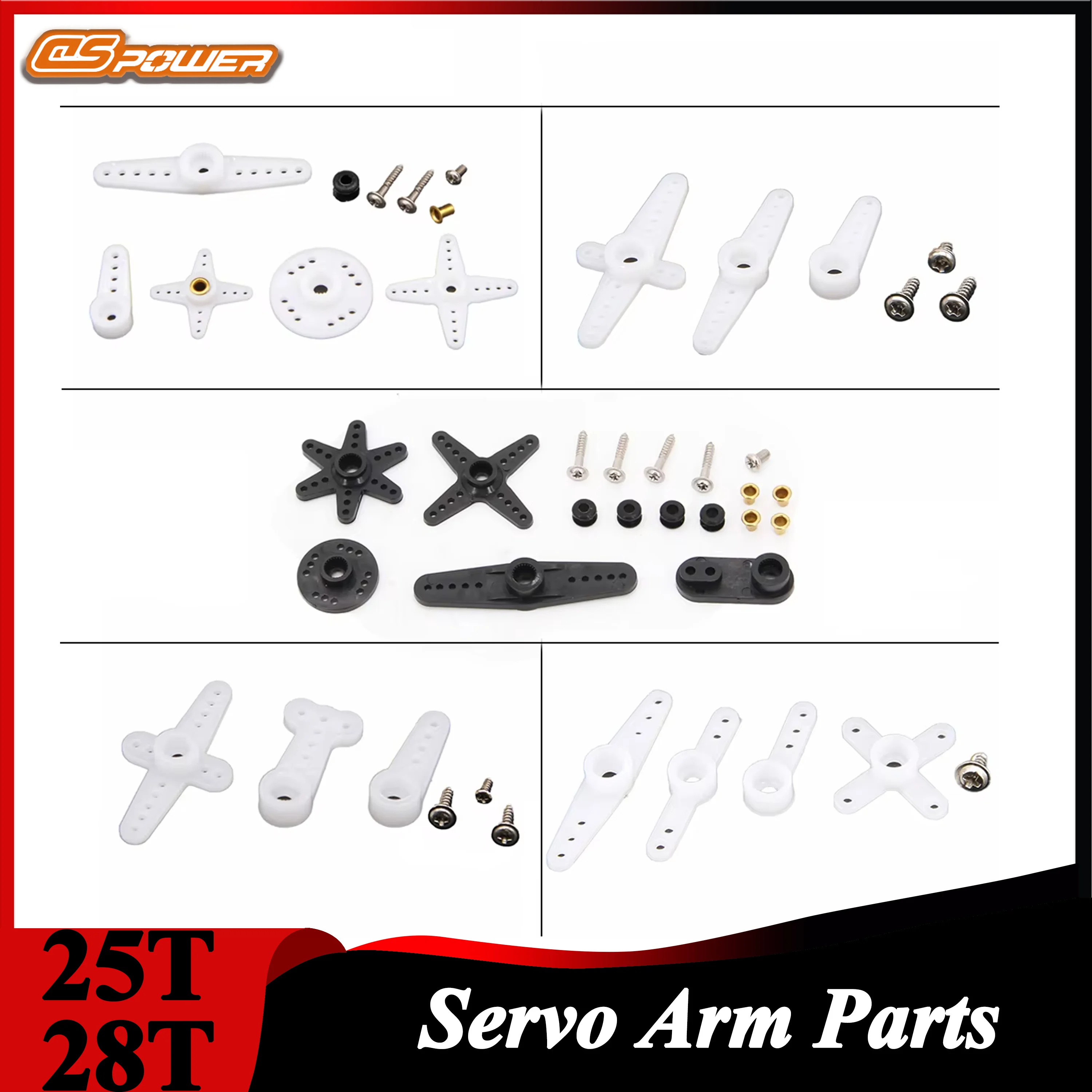 

25T 28T Servo Arm Part Double Head Round Type Steering Gear Set Accessories for 21g 15kg 20kg 30kg RC Plane Emax JX SPT DSPOWER