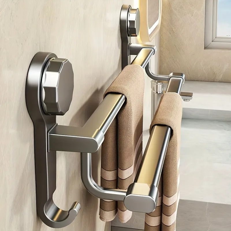 

1, улучшенная прочная вешалка для полотенец с двойной присоской, настенная подвесная штанга без сверления для ванной комнаты и кухни