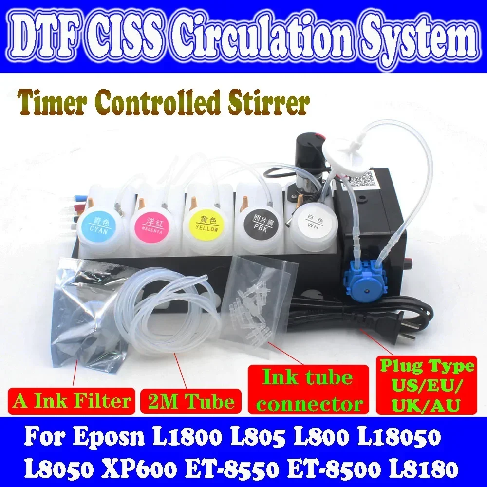 

ET 8550 White Ink Circulation System Ink Tank for Epson L1800 L800 L805 L18050 L8050 XP600 L8180 8500 1390 1410 DTF DTG CISS Kit