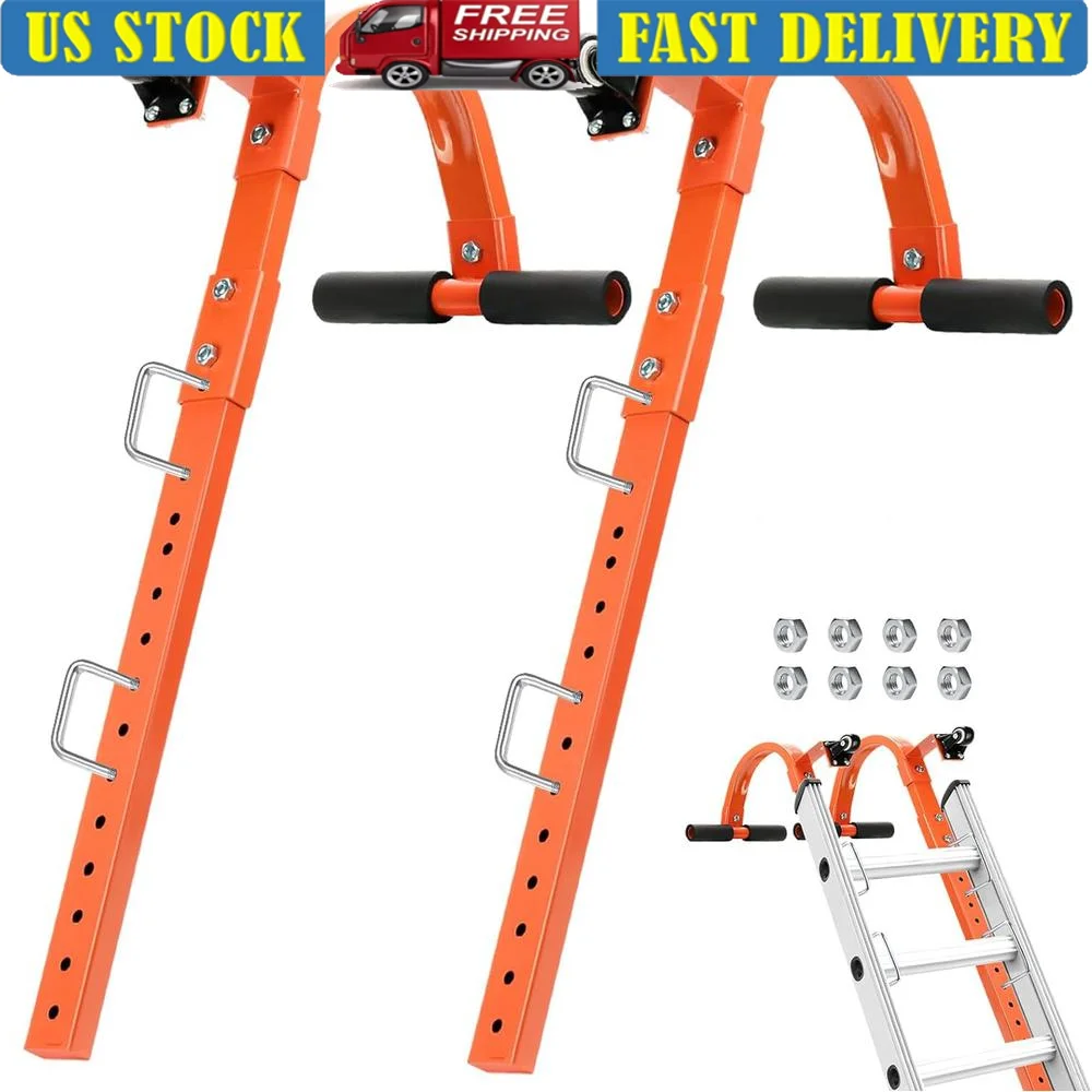 Heavy Duty Steel Ladder Roof Hook with Wheel 550 lbs Load Capacity 13 Adjustable Holes Easy Installation Fits Most Ladders