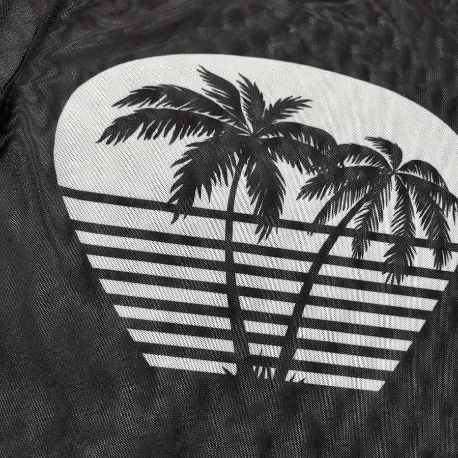 Coconut Tree Print Bikini Set Women Black Long Sleeve Cover Up 3 Piece Swimsuit 2025 Bathing Suit High Waist Panties Swimwear