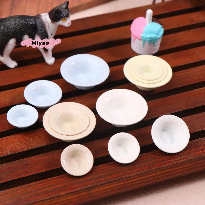 인형 집 주방 시뮬레이션 놀이 장난감 인형 집 장식 액세서리용 미니 서양 접시 세트 3개