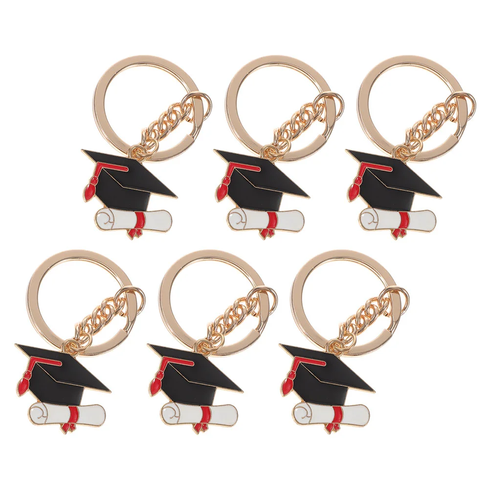 6 Pcs Doctor Hat Keychain Gifts Bag Pendant Graduation Bags Metal Zinc Alloy Miss Student for Hanging Ornament