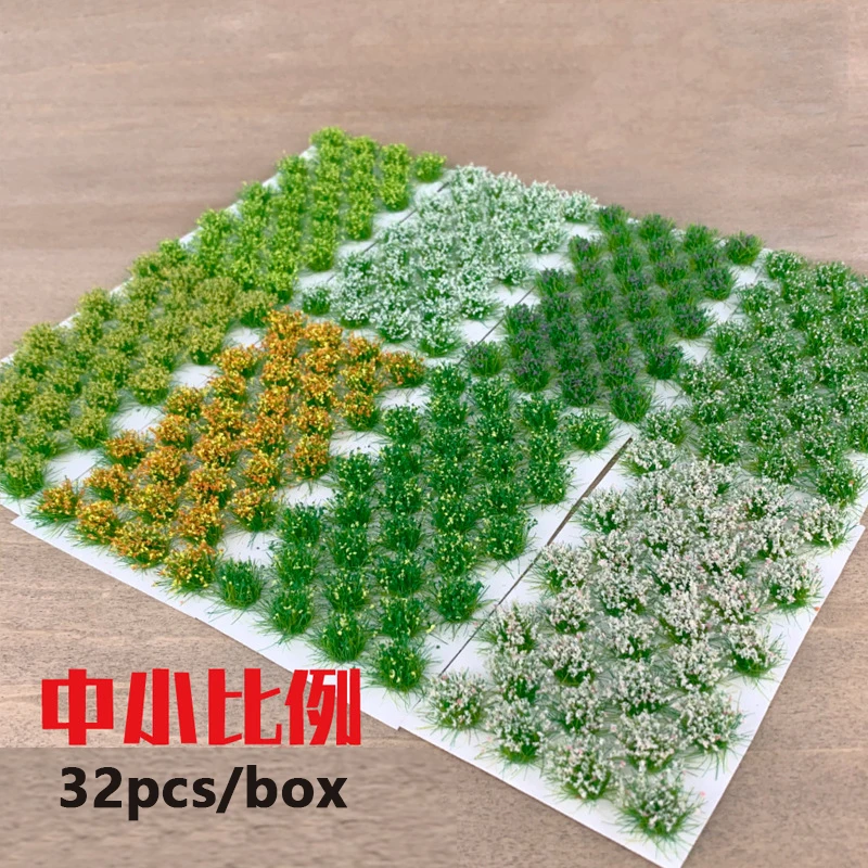 Simulation Flowers Grass Clusters Model Miniature Plant Materials for Sand Table/Garden Scene Layout Diorama Kits 32Pcs/Box