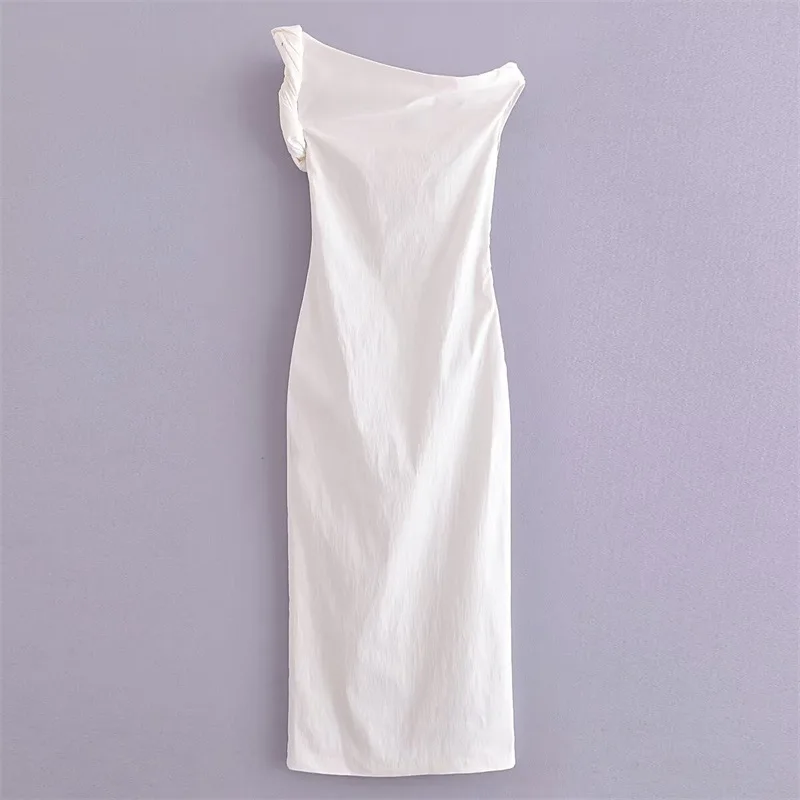 Nuevo vestido sencillo asimétrico con tirantes Midi para mujer