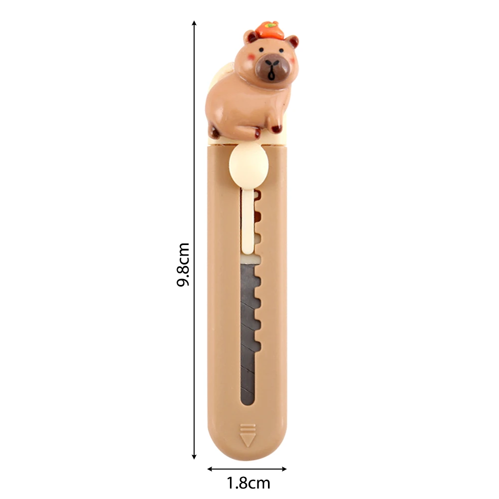 Portable Plastic Capibara Cutter Mini School Office Supplies Paper Cutting Tool Cartoon Retractable Letter Opener