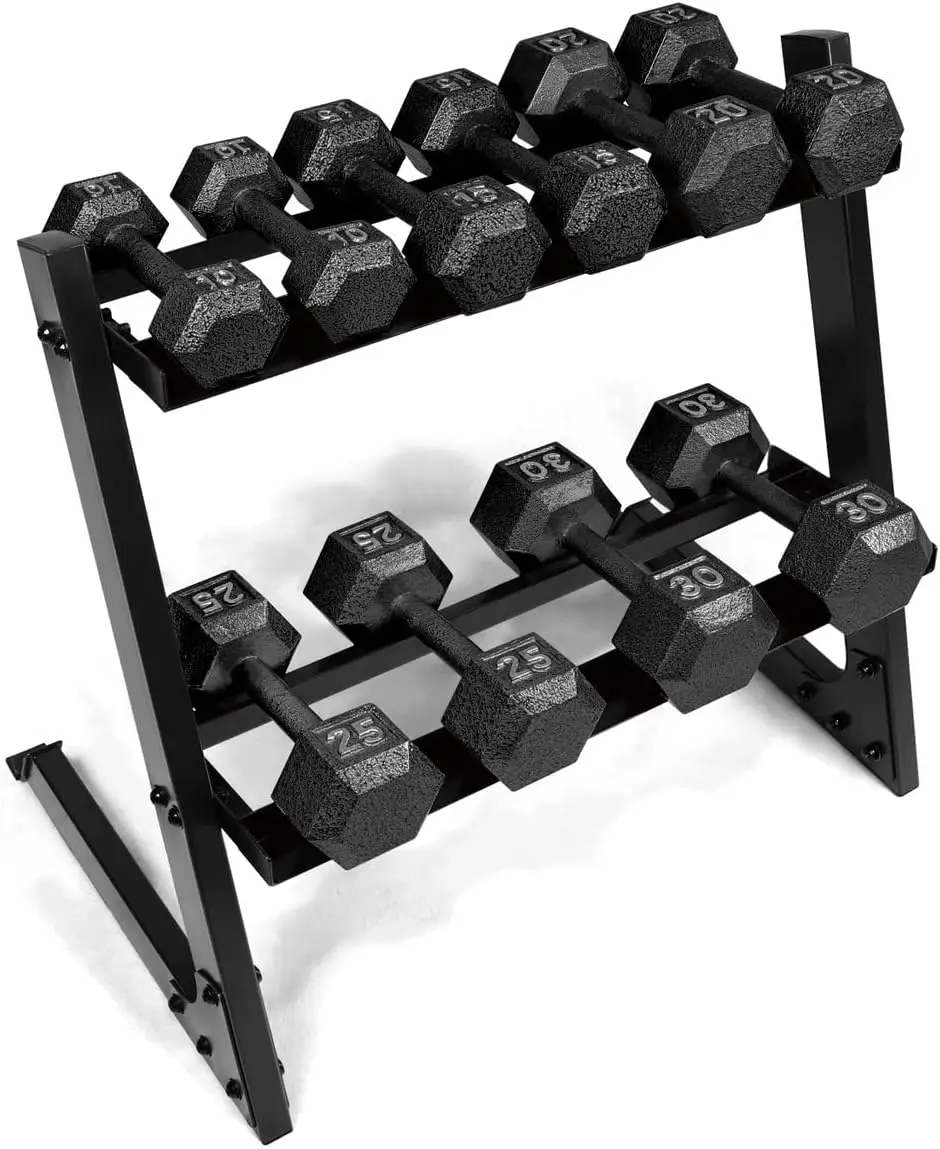 

200Lb Dumbbell Set 10 30Lb Dumbbell Set with Two Tier Storage Rack for Muscle Toning Strength Building Weight Loss Multiple Choi