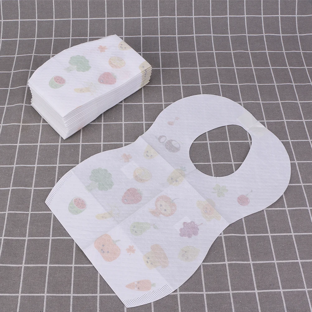 40 Pcs Disposable Bib Toddler Patient Baby Bib Pe Water Barrier Film Kids Meal