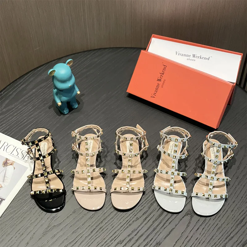 

Qunq Summer Girls Lovely Roman Sandal Rivet Breathable High Heel Princess Shoes Casual Fashion Show Children's Shoes sandals