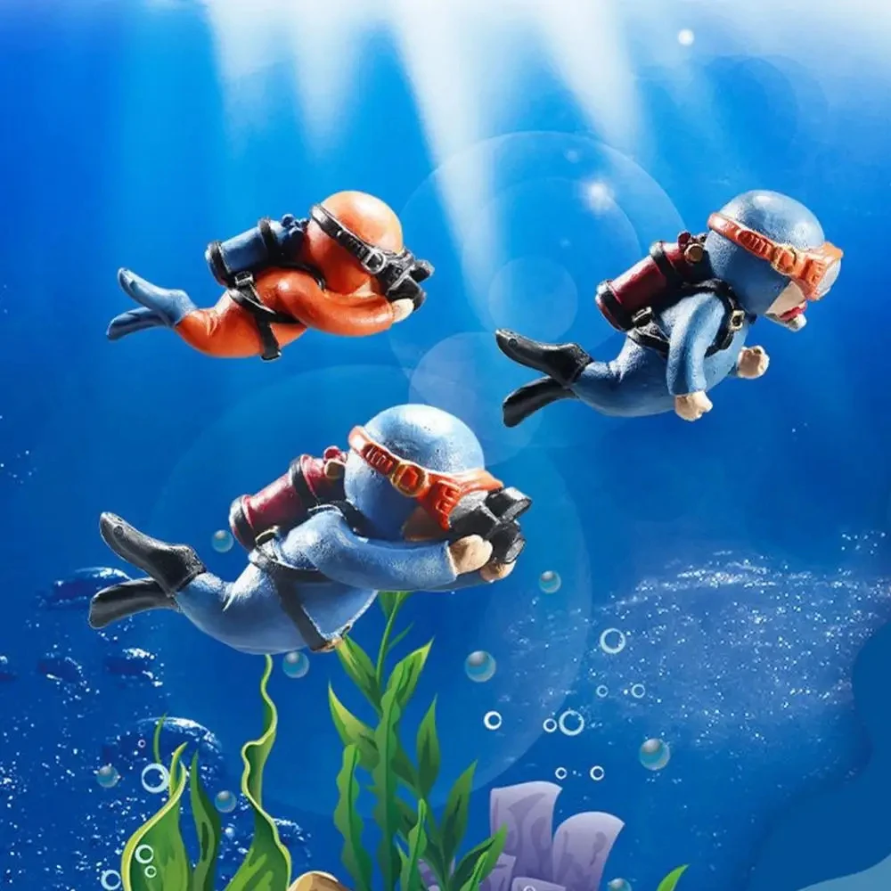 1PC Floating Diver Fish Tank Decoration Simulated Mini Frogman Personality Landscaping Ornaments Cute Aquariums Accessory