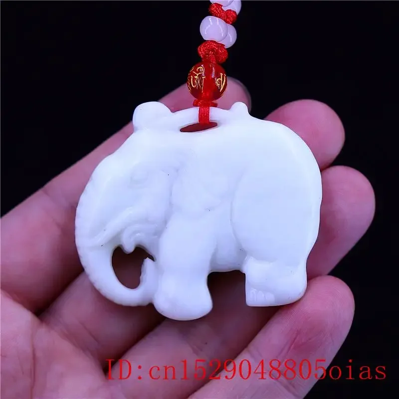 Jade Elephant Pendant Necklace Carved Fashion Green Women Amulet Charm Chinese Double-sided Jewelry for Gifts Natural Men