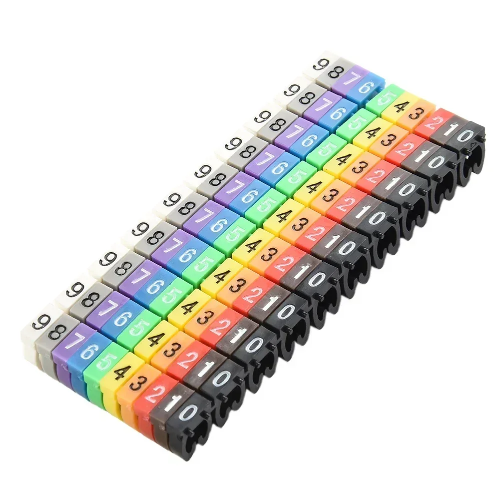 Electrical Equipment Wire Number Box Electrical Supplies Plastic 100Pcs Cable Markers Colourful Number Tag Label