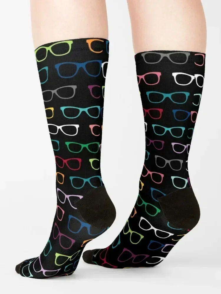 Colorful Hipster Eyeglasses Pattern Socks set colored Men's soccer anti-slip Mens Socks Women's