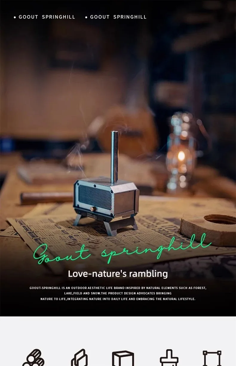 GOOUT STRINGHILL Mini-Holzofen für Outdoor-Camping, Räucherstäbchenhalter, Faltbarer Tragbarer Ofen, Desktop-Moskito-Räucherstäbchenbrenner für Zuhause – Detail 1