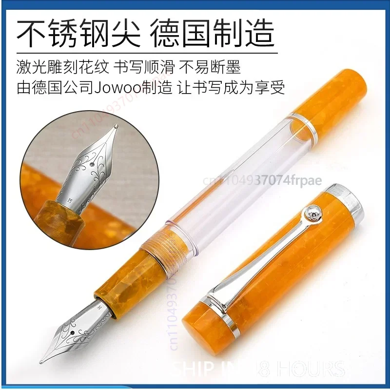 For WANCHER Transparent Fountain Pen German JOWO #6 Nib Large Capacity Barrel Ink Filling 3 Ways Calligraphy Writing Gift Pen