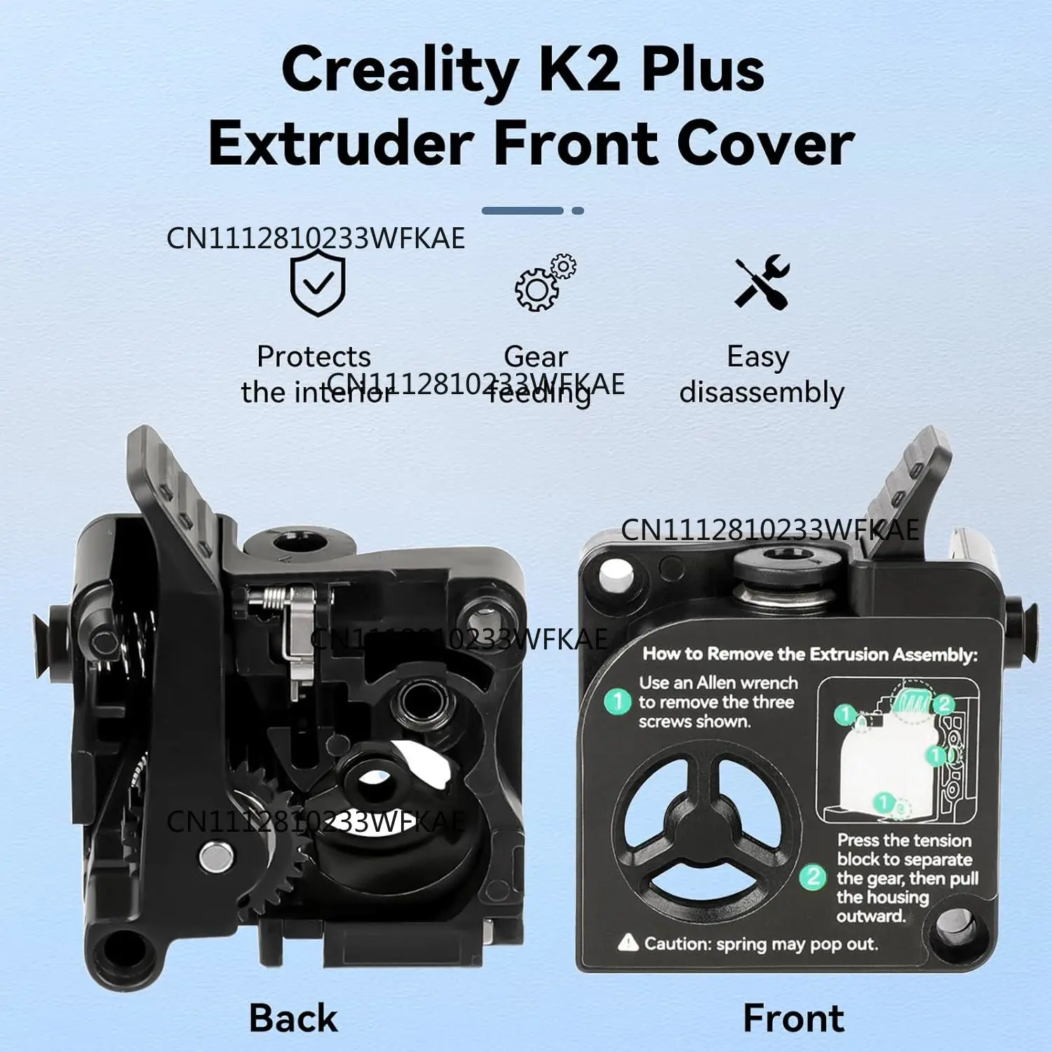 K2 Plus Combo Extruder Front Shell Kit Support 1.75mm Filament Extruded Front Cover For K2 Plus 3D Printer