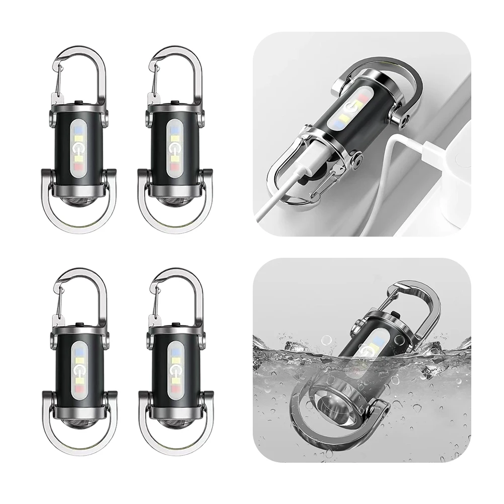 COB LED Keychain Flashlight USB Rechargeable Pocket Flashlight Ultralight Camping Flashlight for Outdoor Emergency