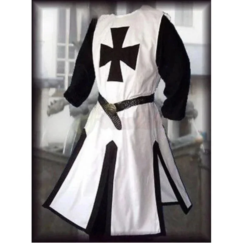 KAOFJ - Túnica Medieval para Hombre Talla Grande, Disfraz de Caballero Templario Cruzado, Sobrecamisa de Manga Larga, Top Corto para Reenactment 2026
